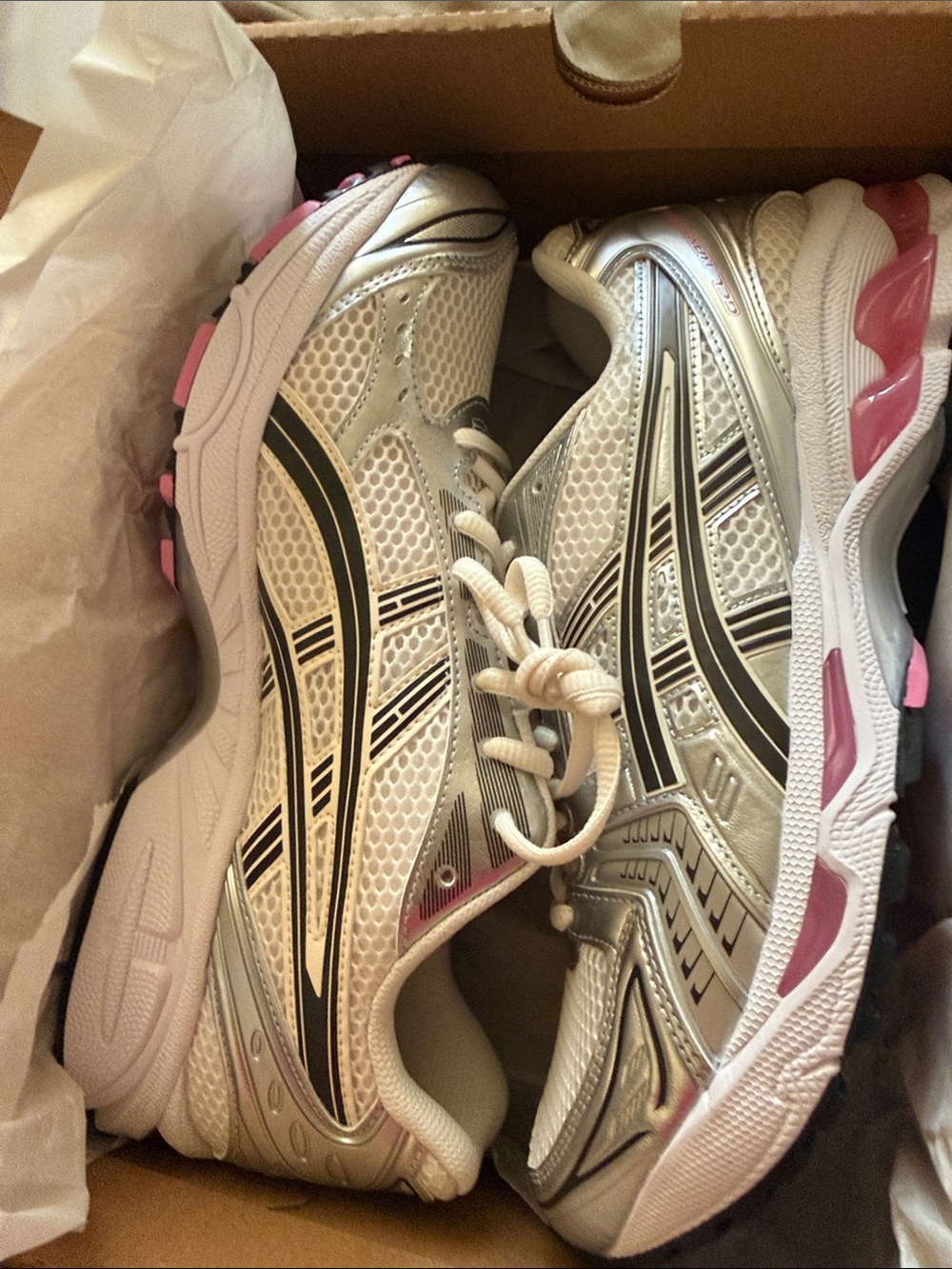 Women's Silver and Pink Athletic Running Shoes - Brand
